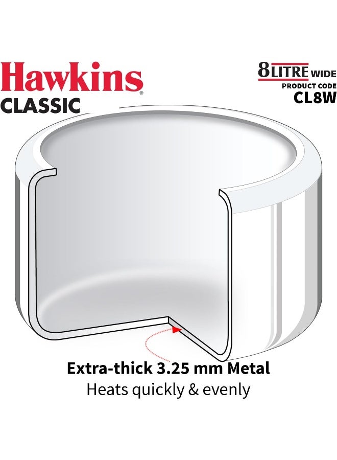 Hawkins قدر ضغط كلاسيكي ضخم من الألومنيوم سعة 8 لترات بتصميم أنيق وآمن للاستخدام في الميكروويف وغسالة الصحون مع غطاء فضي سعة 8 لترات فضي - Image 3