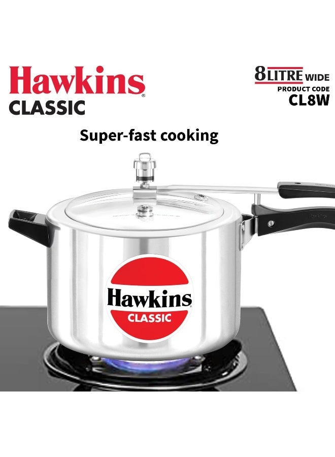 Hawkins قدر ضغط كلاسيكي ضخم من الألومنيوم سعة 8 لترات بتصميم أنيق وآمن للاستخدام في الميكروويف وغسالة الصحون مع غطاء فضي سعة 8 لترات فضي - Image 4