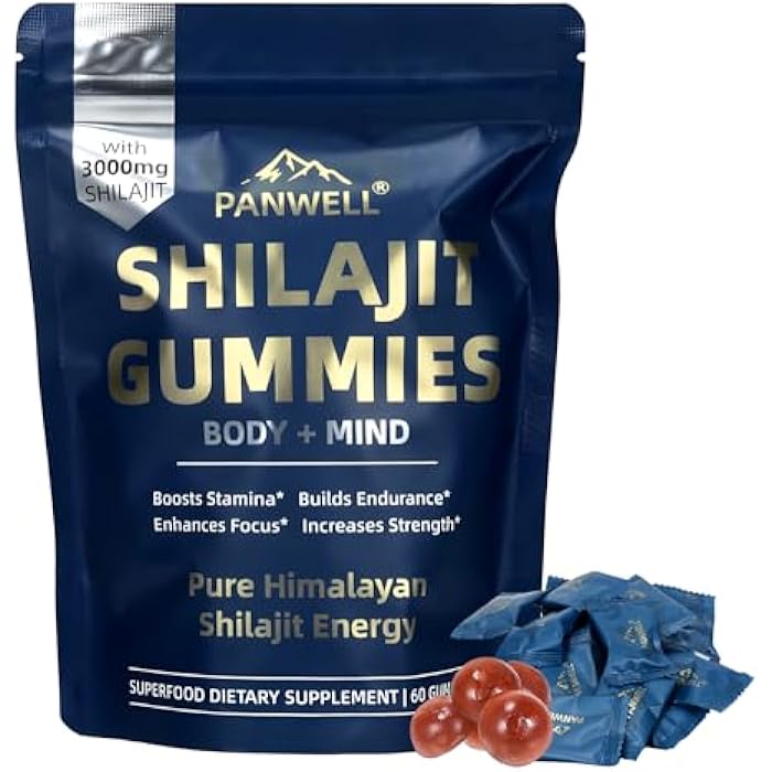 PANWELL Shilajit Gummies, gummy supplements，shilajit for men gummies，shilajit for women gummies，Seamoss & Turmeric | Zero Sugar Energy, Cortisol Balance, Sleep, Immune & Overall Health Support – 60 Gummies - Image 1