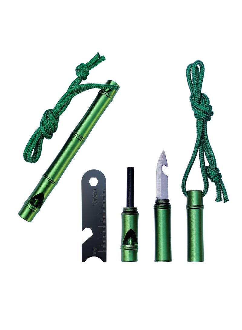 SOLARAE 3-in-1 Fire Starter Survival Tool with Whistle, Multi Tool for Camping Hiking Survival, Flint fire Stick Knife Whistle Tool Set, Magnesium Rod Fire Starter, Climbing Gear, Gift for Man and Dad - Image 1