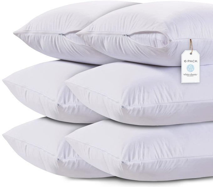 KING PILLOW COVERS WITH ZIPPER 6 PACK 20 X 36 ULTRASOFT COZY AND NOISELESS KING PILLOW PROTECTOR 200 THREAD COUNT ENVELOPE CLOSURE FADERESISTANT MATERIAL FOR A RESTFUL SLEEP