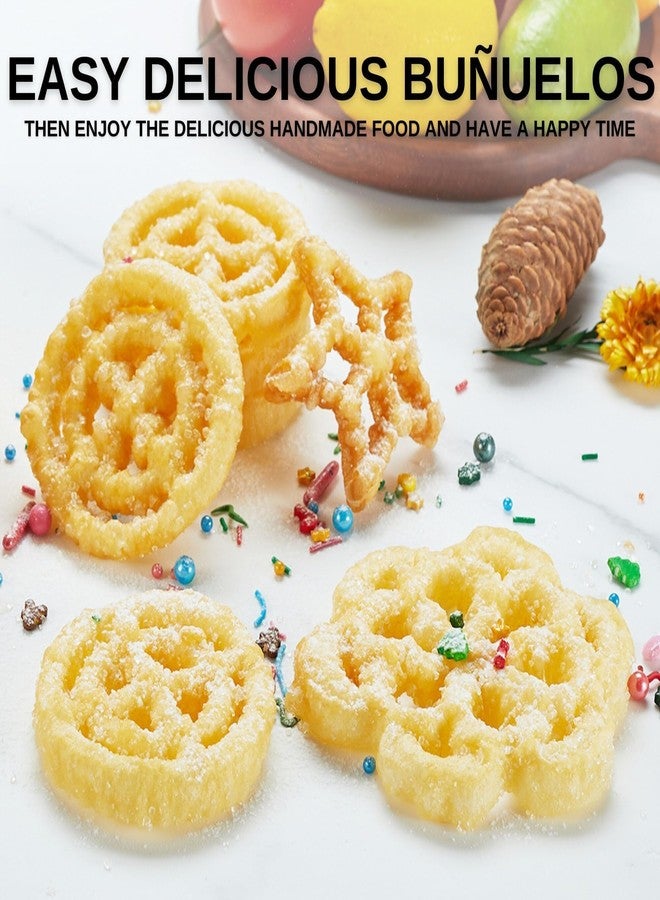 MUMSUNG Bunuelos Mold with Handle, 304 Stainless steel Flower, Round and Star Rosette Molde with Long Fork- Rosette Para Buñuelos de Viento Moldes Mexicanos Tools Set with 3 Interchangeable Heads - Image 4