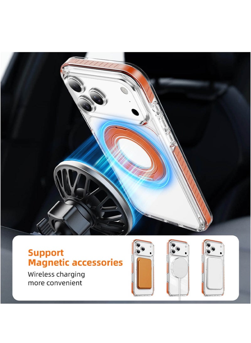 CAYGA iPhone 17 Pro Max Case Magsafe Cover With 360° Rotatable Stand Strong Magnetic iPhone 17 Pro Cover Military-Grade Drop Protection Wear-resistant Phone Ring 17 Pro Case Compatible with MagSafe Phone Accessory Clear - Image 4