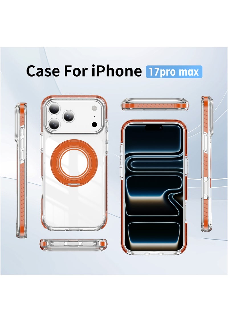CAYGA iPhone 17 Pro Max Case Magsafe Cover With 360° Rotatable Stand Strong Magnetic iPhone 17 Pro Cover Military-Grade Drop Protection Wear-resistant Phone Ring 17 Pro Case Compatible with MagSafe Phone Accessory Clear - Image 5