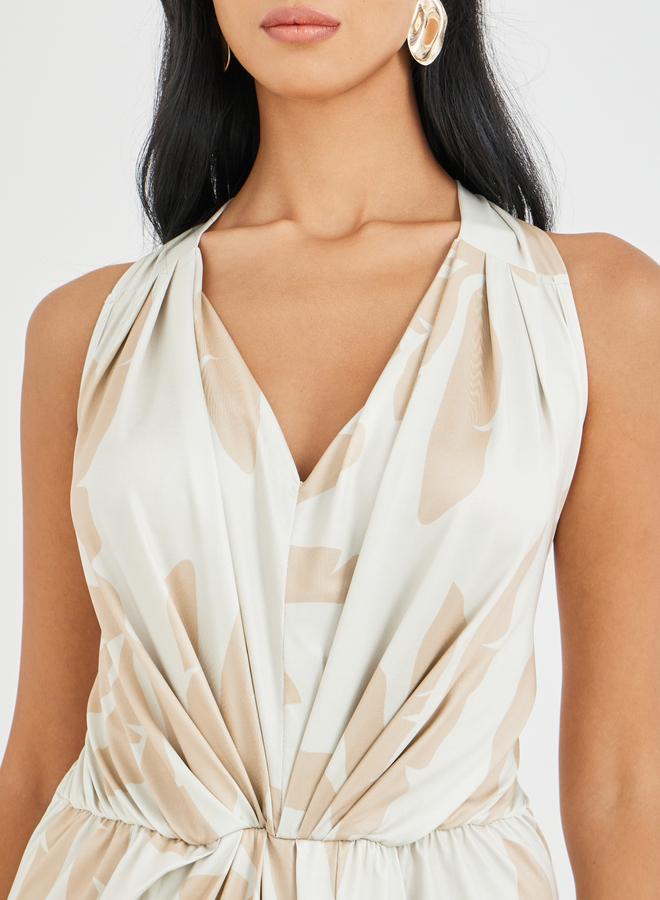 تايك تو فستان ماكسي بدون أكمام مطوي بطبعة زهور تيك تو - Image 4