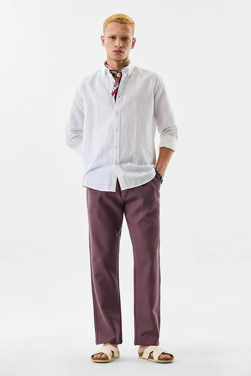 سنيتش Burgundy Solid Relaxed Casual Trousers