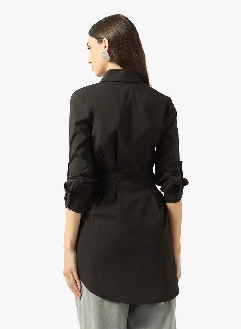 فايور Tailored Button-Down Shirt with Cinched Waist Detail