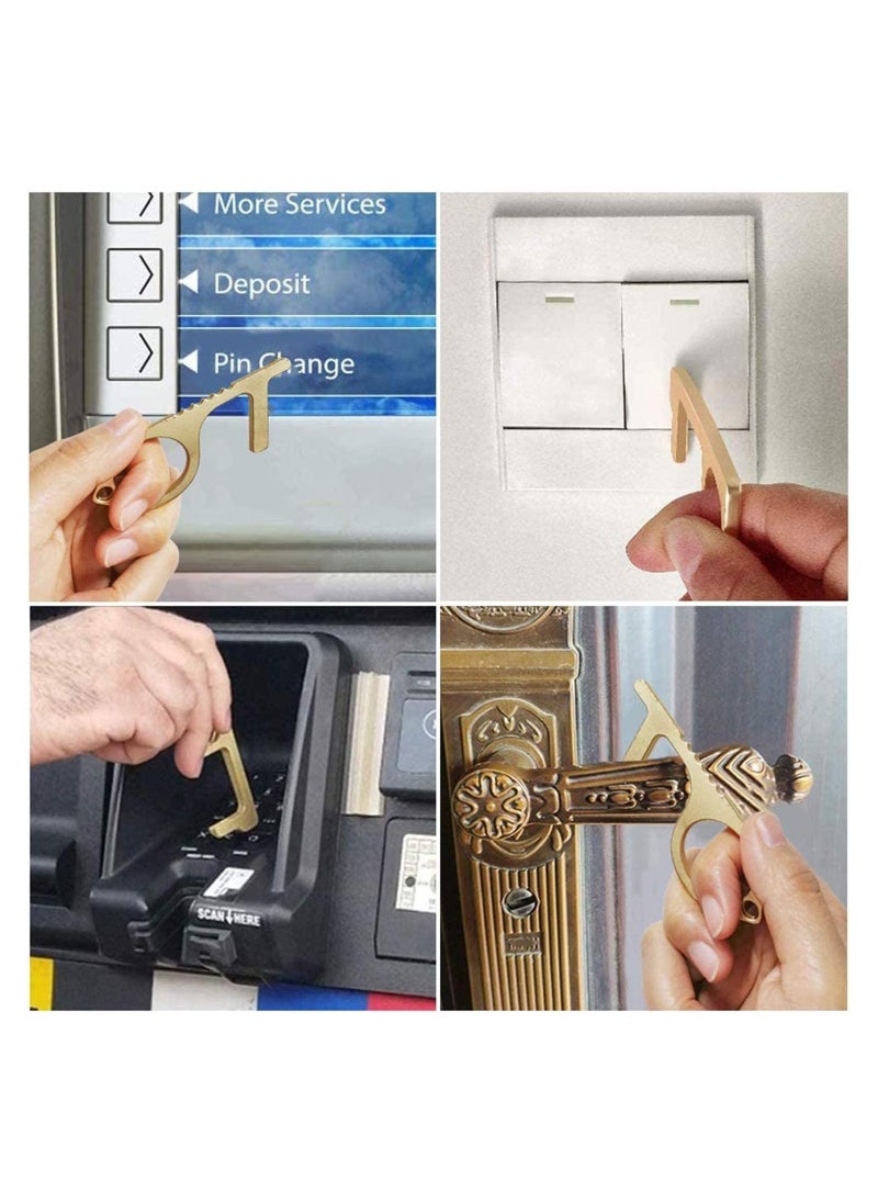 SYOSI - 2PCS Copper Contactless Door Opener, No Touch Key Easy to Carry EDC, Key Tool for Outdoor Public Door Handle Touchscreen Button ATM Machine, No-Touch Keep Hands Clean (Gold) - Image 1