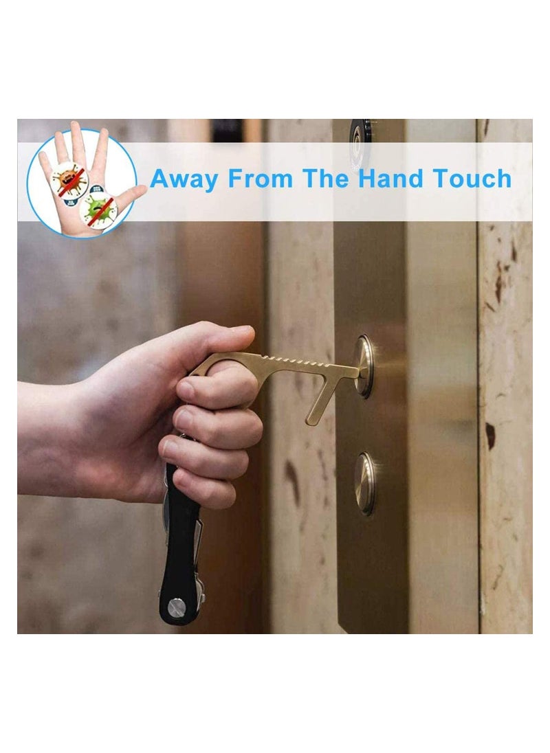 SYOSI - 2PCS Copper Contactless Door Opener, No Touch Key Easy to Carry EDC, Key Tool for Outdoor Public Door Handle Touchscreen Button ATM Machine, No-Touch Keep Hands Clean (Gold) - Image 1