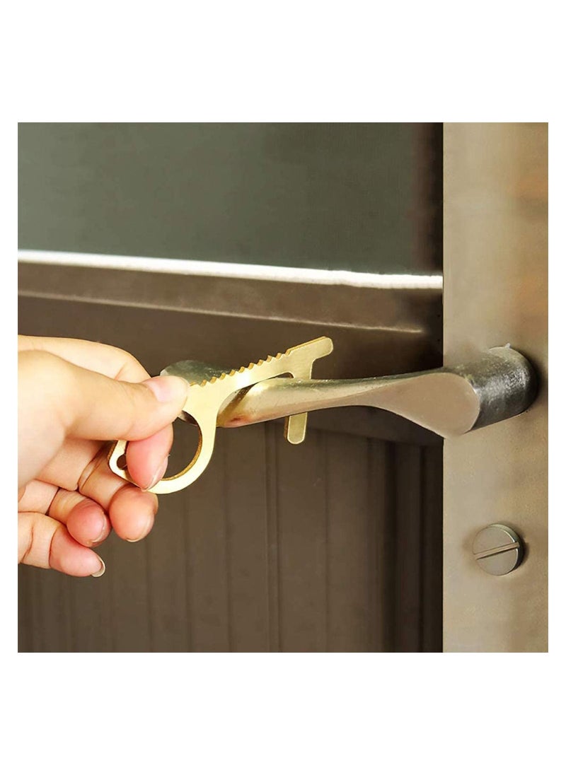 SYOSI - 2PCS Copper Contactless Door Opener, No Touch Key Easy to Carry EDC, Key Tool for Outdoor Public Door Handle Touchscreen Button ATM Machine, No-Touch Keep Hands Clean (Gold) - Image 1