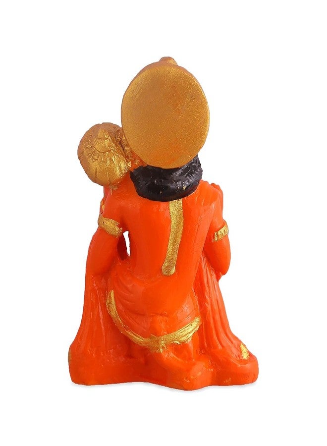 CHULO® Hanuman Ji Murti Idol Blessing with Gada Sitting Lord Balaji Bajrangbali Sankat Mochan Bhagwan Idol for Temple Car Dashboard Home Decor Statue Gifts (Orange) - Image 4