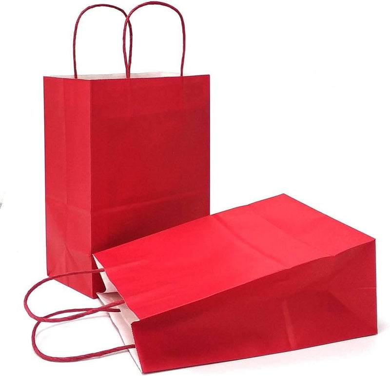 AZOWA Red Gift Bags Mini Red Paper Bags with Handles 4 x 24 x 6 in 12 Pcs - Image 1