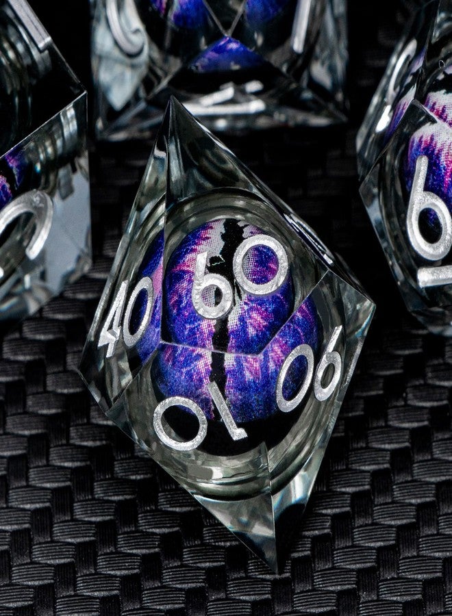 ARUOHHA DND Resin Dice Dragon Eye Dice Liquid Core Purple Sharp Edged Dice Set with Gift Box, Dungeons Polyhedral D and D Dice Set Compatible with D&D Role Playing Game D20 D12 D10 D8 D6 - Image 5