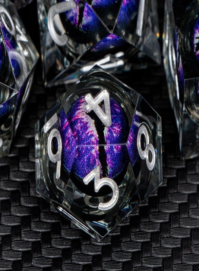 ARUOHHA DND Resin Dice Dragon Eye Dice Liquid Core Purple Sharp Edged Dice Set with Gift Box, Dungeons Polyhedral D and D Dice Set Compatible with D&D Role Playing Game D20 D12 D10 D8 D6 - Image 4