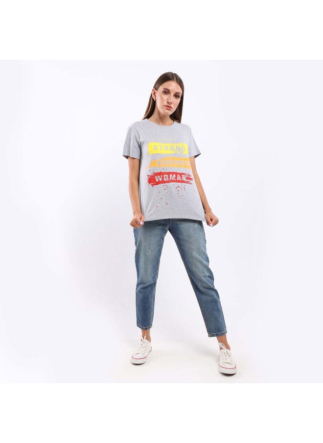 Esla ESLA Japonais Printed Top Gray  - Image 1