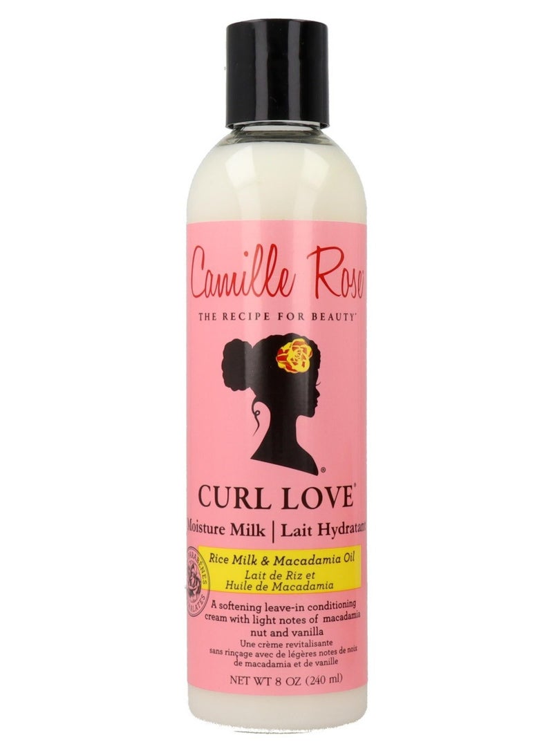 Camille Rose حليب مرطب كيرل لوف | بلسم يُترك على الشعر المجعد - يرطب ويقلل من التجعد ويصلح الشعر التالف - الفانيليا، 8 أونصة سائلة - Image 1