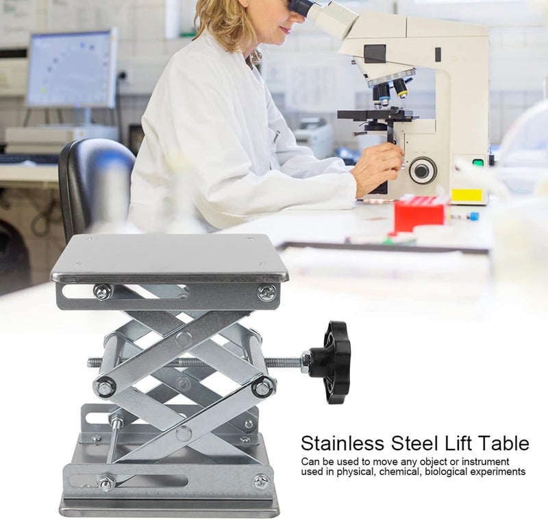 Stainless Steel Lifting Platform Stand Rack, Laboratory Lift Table with Adjustable Height up to 250mm, Smooth Rotating Handwheel for Precise Positioning, Durable Resistan - Image 4