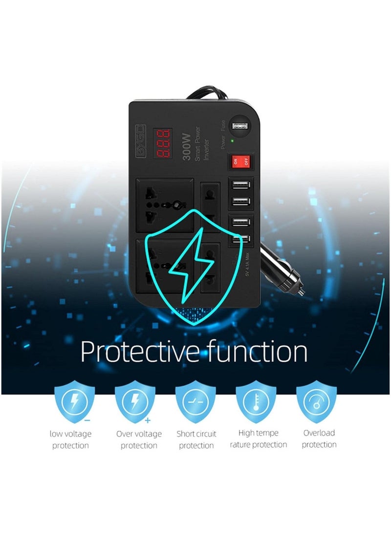 ELTRAZONE 300W Car Power Inverter With 4 USB Socket Auto Charger Converter DC 12V To AC 220V Fast Charging Part  - Image 2