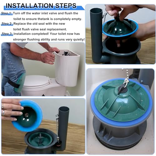 FXHDC-M Toilet Flush Valve Seal Replacement Kit for American Standard 2 Pack Silicone Material 7301111-0070a Repair Toilet Fill Valve Seal Flapper Parts With O Rings for Champion Eljer Titan 4 - Image 4