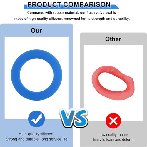 FXHDC-M Toilet Flush Valve Seal Replacement Kit for American Standard 2 Pack Silicone Material 7301111-0070a Repair Toilet Fill Valve Seal Flapper Parts With O Rings for Champion Eljer Titan 4 - Image 5