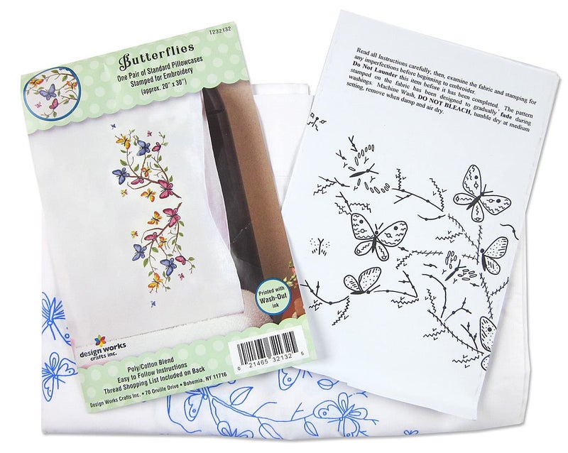 Design Works Crafts Butterflies Stamped for Embroidery Pillowcases - Image 3