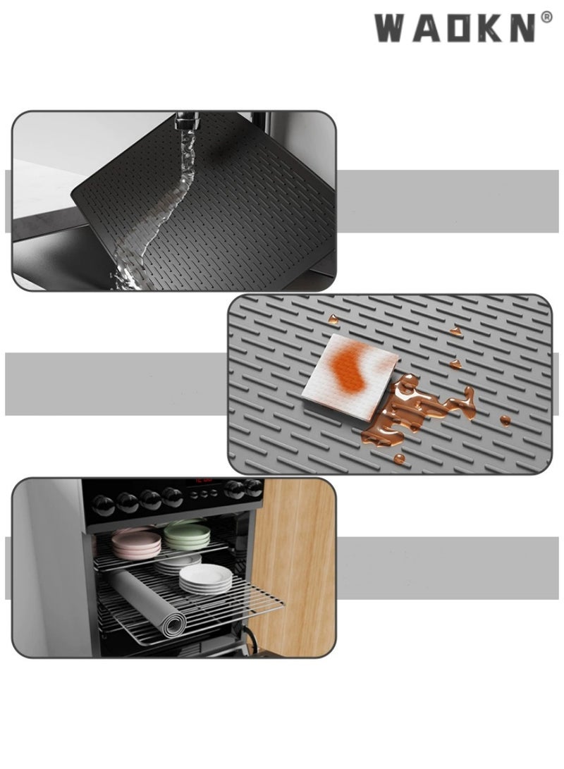 WAOKN Extra Large Silicone Kitchen Mat - Multi-Purpose Protective Pad, Dish Drainer, Non-Slip, Heat-Resistant, Ideal for Drying and Preparing Food, Perfect for Bowls, Plates, and Utensils  - Image 4