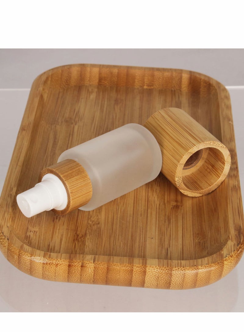 واي آند دي Empty Bamboo Lid Frosted Glass Spray Bottle with Fine Mist Dispenser Head for Liquid Perfume Toiletries Toner Bottles 6pcs 30ml  - Image 2
