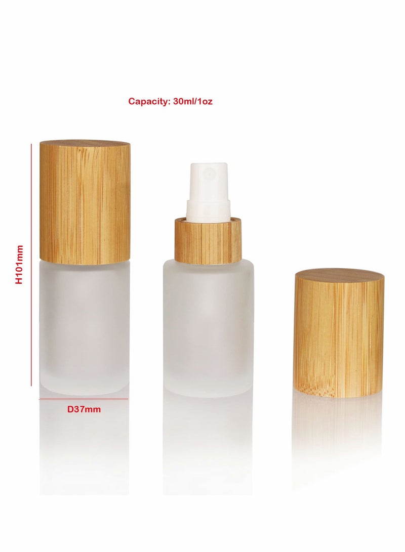 واي آند دي Empty Bamboo Lid Frosted Glass Spray Bottle with Fine Mist Dispenser Head for Liquid Perfume Toiletries Toner Bottles 6pcs 30ml  - Image 4