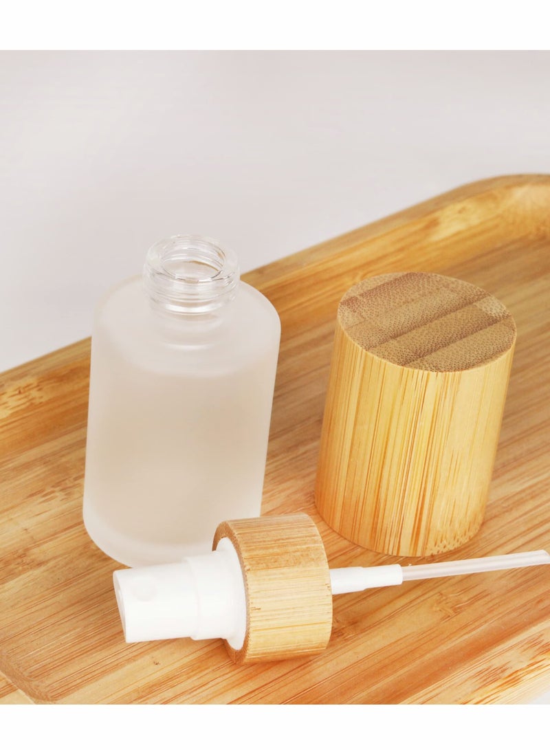 واي آند دي Empty Bamboo Lid Frosted Glass Spray Bottle with Fine Mist Dispenser Head for Liquid Perfume Toiletries Toner Bottles 6pcs 30ml  - Image 3