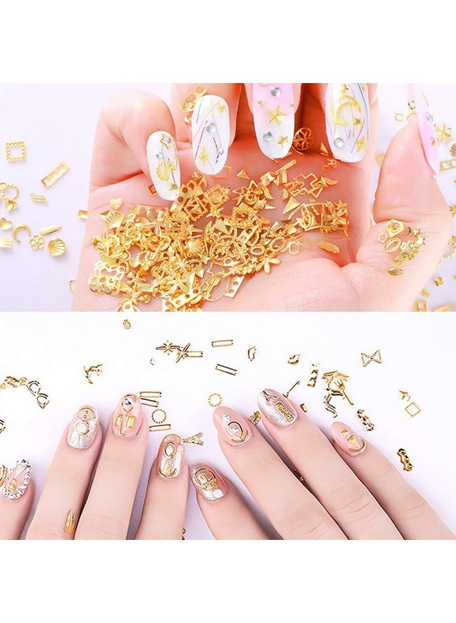 Beuniar Nail Micro Beads Studs 3D Nails Supply Gold Art Decorations Charms Metal 6 Boxes Star Moon Heart Triangle Square Rivet For Fingernails & Toenails Decor - Image 5