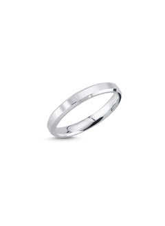 EMNON 925 Silver 3mm Beveled Edge Flat Plain Wedding Band Ring-High-Quality Jewelry in UAE Dubai 100% Precious Metal Gift for Couples-EMNON136RI-WR90322 