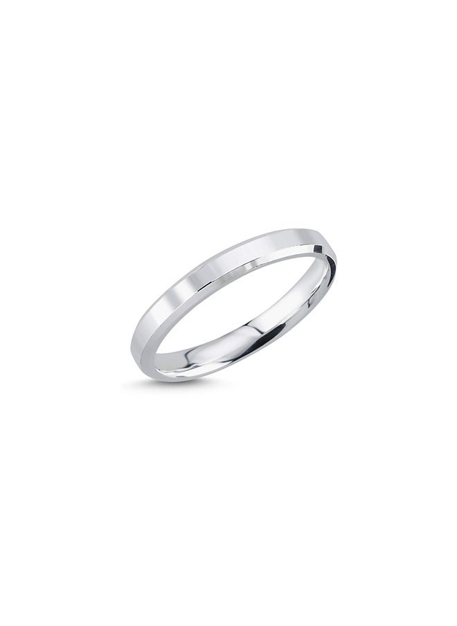 EMNON - 925 Silver 3mm Beveled Edge Flat Plain Wedding Band Ring-High-Quality Jewelry in UAE Dubai 100% Precious Metal Gift for Couples-EMNON136RI-WR90322 - Image 1