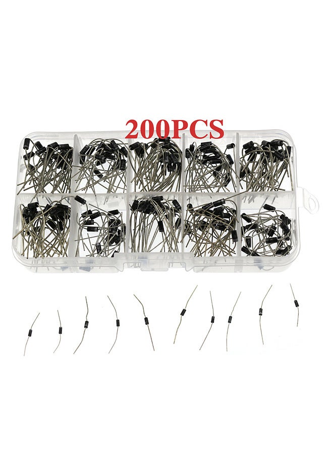 Generic - 200PCS Diode Assortment Kit 10 Values Rectifier/Schottky Diode 1N4001-1N4007-1N5819 Assorted Set with Storage Box - Image 1
