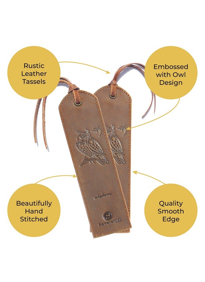 Sovereign-Gear Rks For Men And Women | Quality Mens Bookmark With Wise Owl | 2 Smooth Handmade Leather Book Markers For Men Women Book Lovers Readers (7X2) Leather Gift | Sovereign-Gear  - Image 2