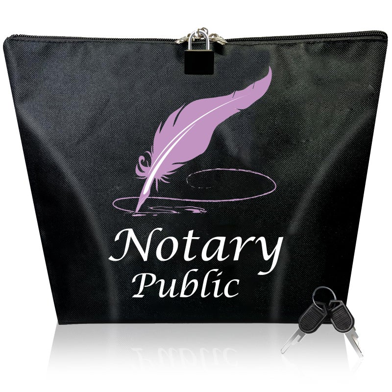 Ldmfcpa Notary Bag with Lock, 13x10''Waterproof Notary Supply Bag with 2 keys, Portable Security Storage Bag for Notary Journal, Stamp, Embosser, Ink Pad and Valuables(Pink) - Image 1