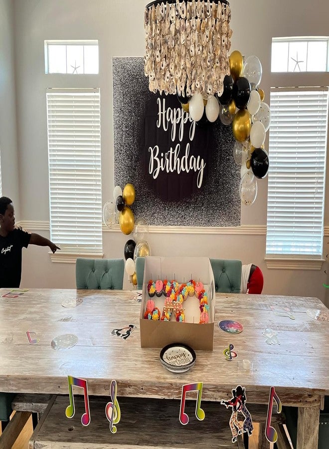 Cenven Black and Silver Happy Birthday Backdrop Grey Glitter Photography Background Men Women Adult Birthday Decoration Supplies 7x5FT - Image 3