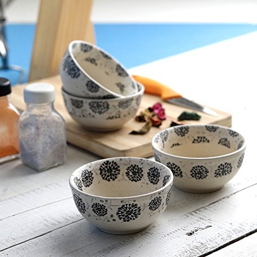 miah decor Miah Décor Hand Glazed Handcrafted Ceramic Stoneware Dinner Bowls/Katori/Dessert Bowls (260 ml); Microwave/Dishwasher/Oven Safe – Set of 4;Collection- Iris Collection –Multicolour-(MD-164) - Image 1