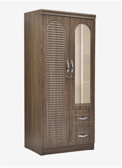Generic Empire Furniture Best 2-Door Wooden Wardrobe Cabinet with 2 Lockable Drawers - Stylish, Durable for Modern Homes Wooden Wardrobe with Shelves and Drawers, 200cm x 100cm x 60cm, Brown in Oak Finish.  - Image 2