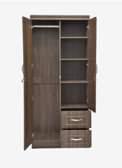 Generic Empire Furniture Best 2-Door Wooden Wardrobe Cabinet with 2 Lockable Drawers - Stylish, Durable for Modern Homes Wooden Wardrobe with Shelves and Drawers, 200cm x 100cm x 60cm, Brown in Oak Finish.  - Image 5