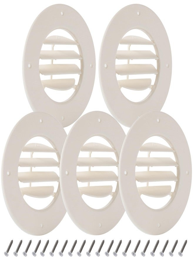 Calvana (5-Pack) 6.5" RV Ceiling Vent Covers for Inside Camper, RV AC Vent Cover Replacement, Fits 4-5/8" Ducts, Rotatable Slats for Directional Airflow, White - Image 1