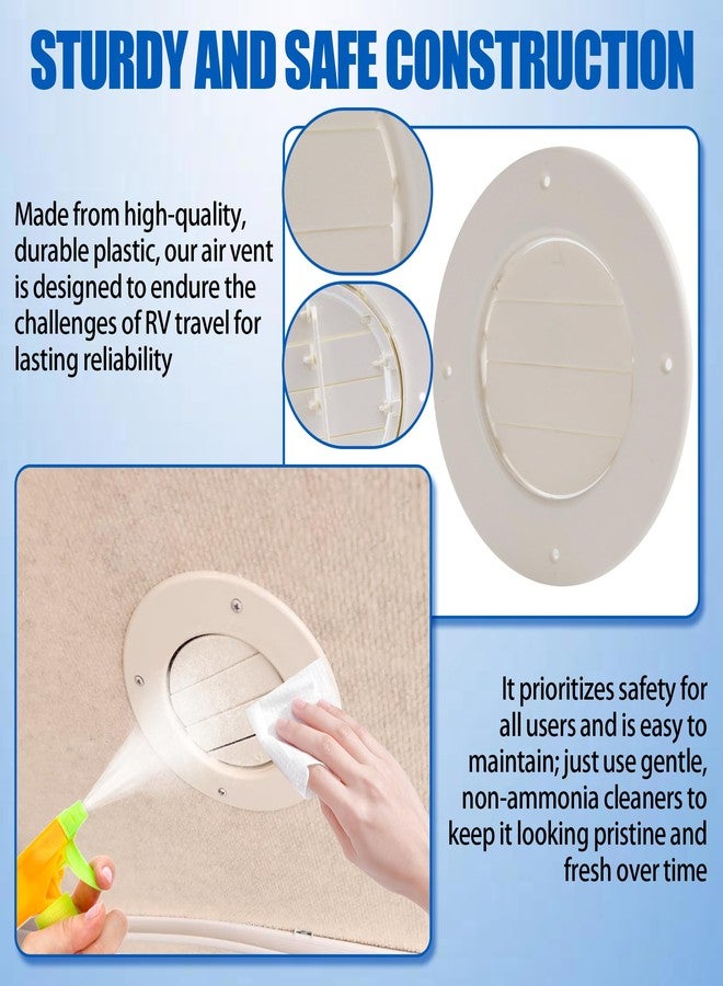Calvana (5-Pack) 6.5" RV Ceiling Vent Covers for Inside Camper, RV AC Vent Cover Replacement, Fits 4-5/8" Ducts, Rotatable Slats for Directional Airflow, White - Image 5