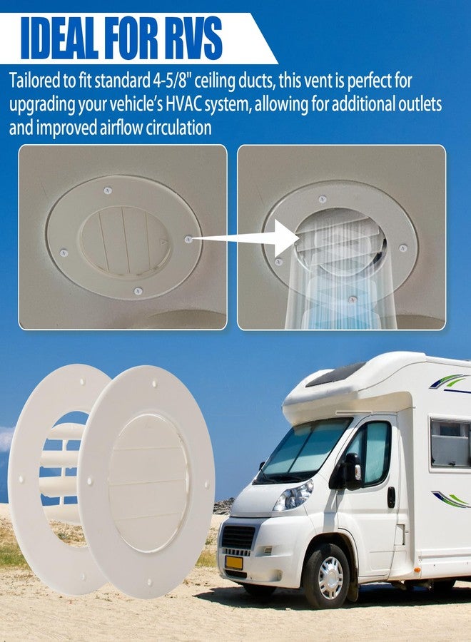 Calvana (5-Pack) 6.5" RV Ceiling Vent Covers for Inside Camper, RV AC Vent Cover Replacement, Fits 4-5/8" Ducts, Rotatable Slats for Directional Airflow, White - Image 4