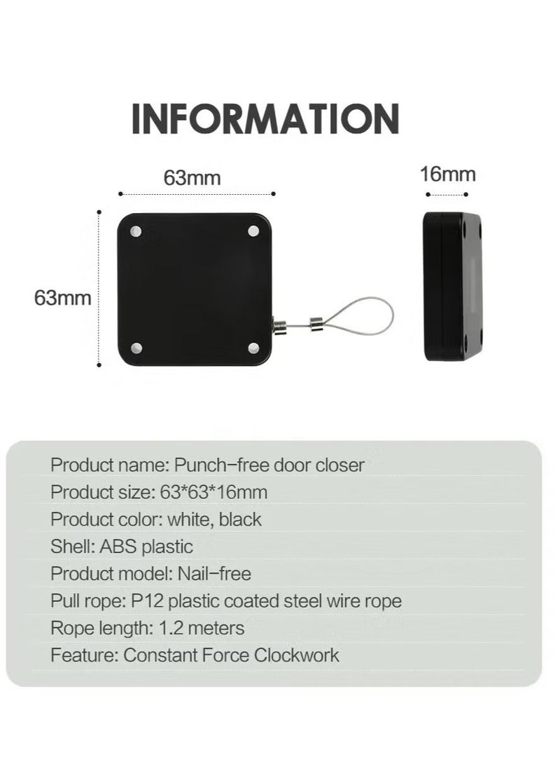 Non-perforated Automatic Sensing Door Closer Multifunctional Automatic Door Closer Automatic Door Closer For Household And Commercial Use With Pull Cord Type Door Closer