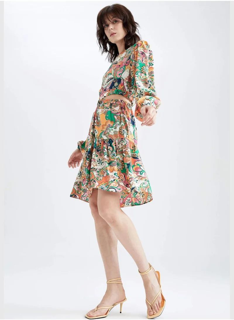 DeFacto Long Sleeve Floral Print Mini Dress