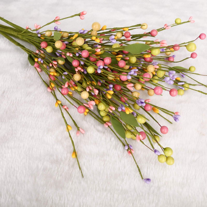 J'FLORU 6 pcs Spring Berry Stems, Artificial Berry Picks Easter Stems for Home Centerpiece Vase Windowsill Decor and Easter Celebration,Suitable for All Seasons - Image 3