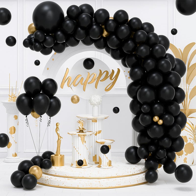 EMART 100pcs Black Balloons 12 inch with Ribbon, Latex Helium Quaility for Birthday Party Baby Shower Wedding Graduation Halloween Christmas Decorations - Image 2
