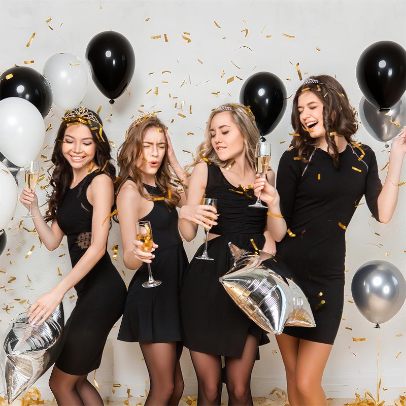 EMART 100pcs Black Balloons 12 inch with Ribbon, Latex Helium Quaility for Birthday Party Baby Shower Wedding Graduation Halloween Christmas Decorations - Image 5