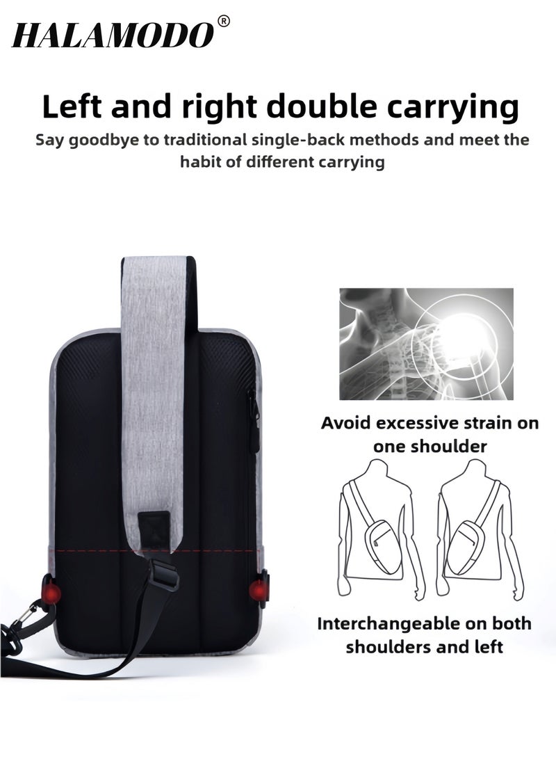 HALAMODO Men's Chest Bag Lightweight Crossbody Bag Small Sling Bag Casual Bag Oxford Cloth Bag Shoulder Bag Waterproof Bag with Multi Layer Storage Space & Breathable Honeycomb Back Pad - Image 4