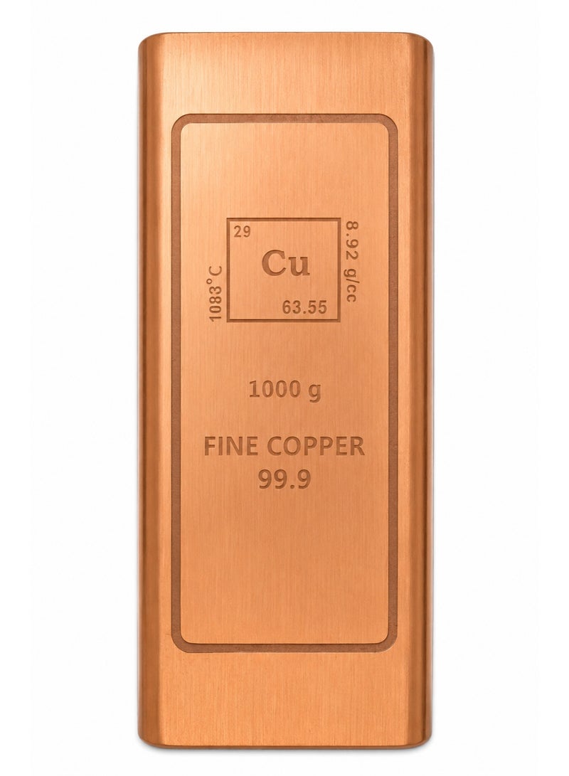 1Kg Fine Copper Bar 99.9% Pure Copper Ingot Decorative Collectible Metal Bullion Brick Copper Color