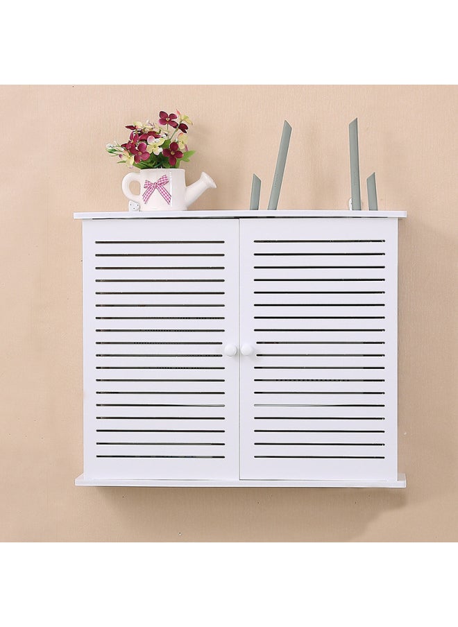 Wireless Router Storage Box Set-top Box Storage Rack Wall-mounted Wifi Multimedia Hub Box Blocking Without Punching-Color:Solid Wood Model 301 Louvers Solid Wood Frame♢♢